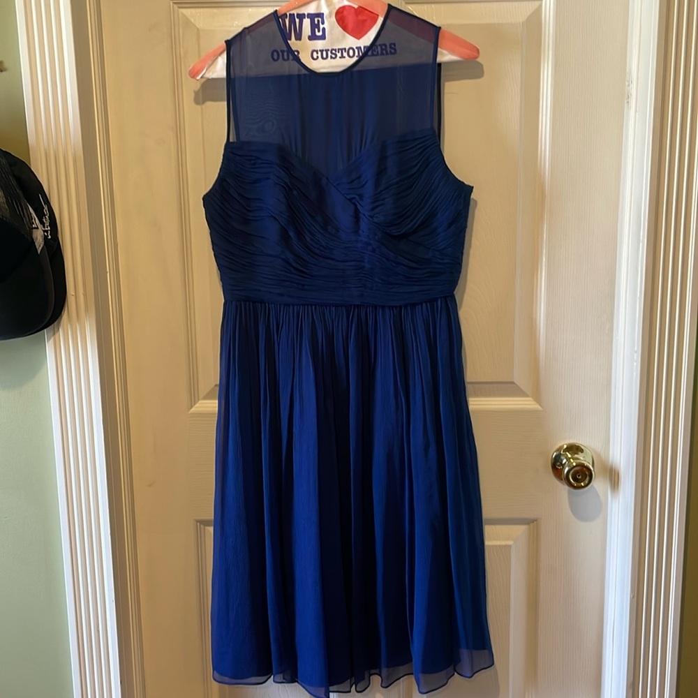 J. Crew Silk Chiffon Clara Dress In Dark Cove/Navy Blue Dress Size 4